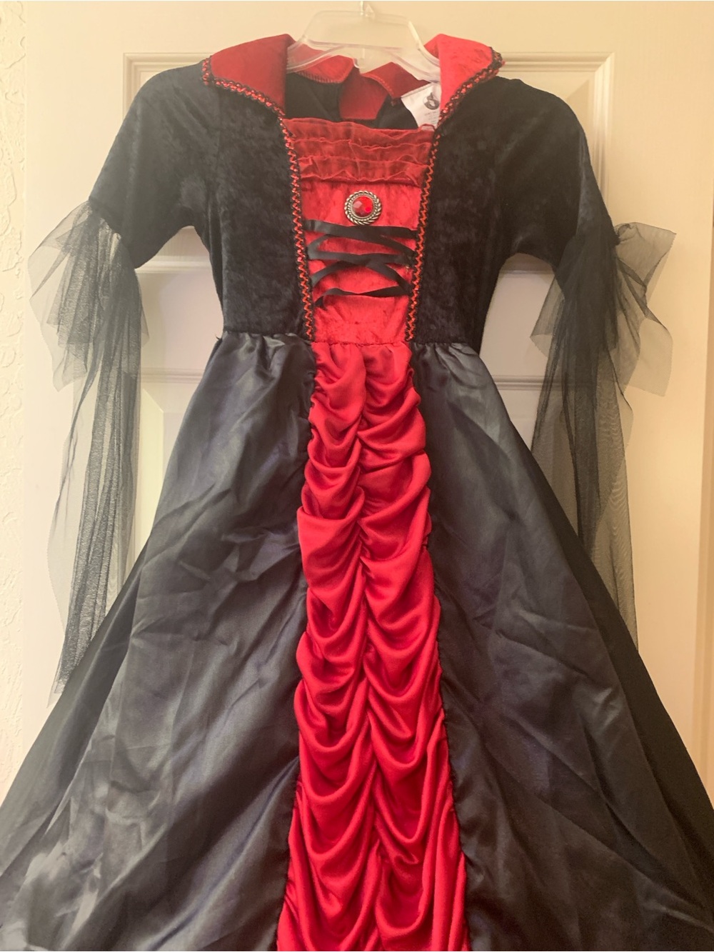 Spirit Halloween Black and Red Girl’s Victorian Vampire Gown - Picture 3 of 9